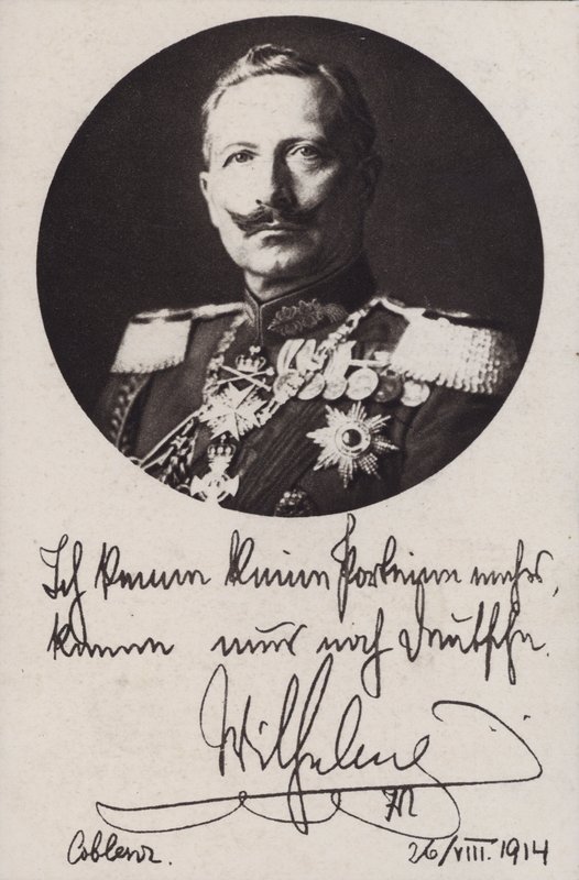 Kaiser Wilhelm II av Tyskland, propagandapostkort fra første verdenskrig (s/hv-bilde) av Photographer German