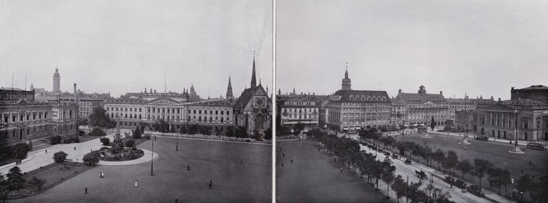 Leipzig: Panorama fra Augustusplatz (s/hv-bilde) av Photographer German