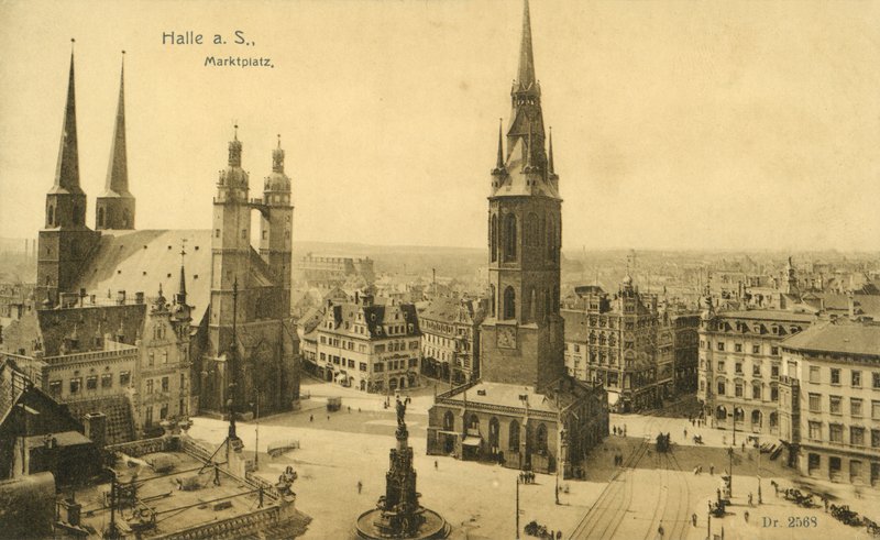 Marktplatz, Halle (s/hvitt bilde) av Photographer German