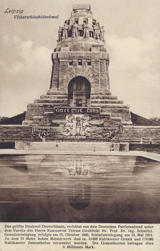 Monument til slaget om nasjonene (1813), Leipzig, Tyskland (s/hvitt-bilde) av Photographer German