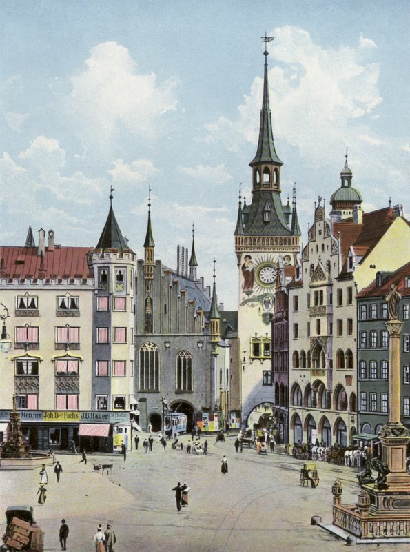 München/München: Marienplatz med det gamle rådhuset (bilde) av Photographer German