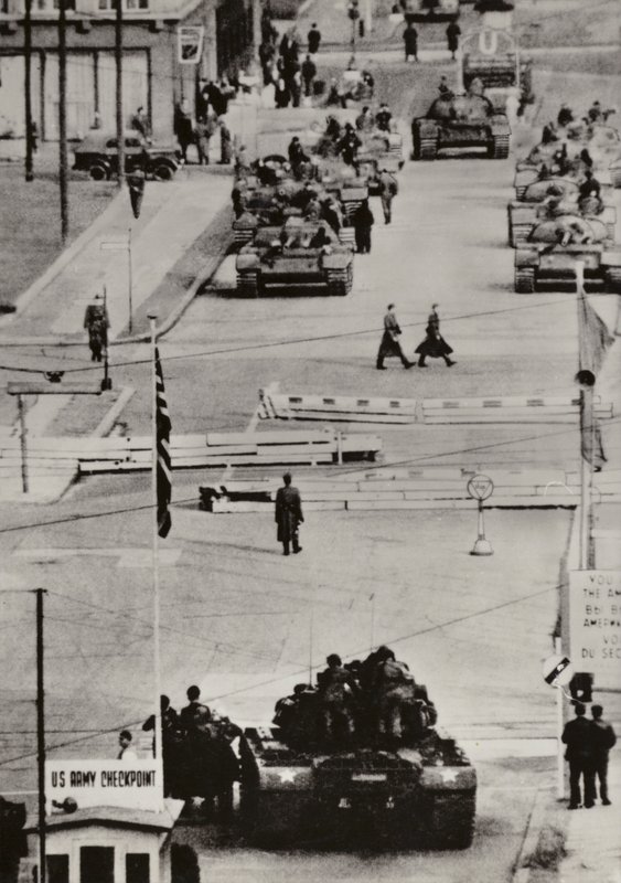 oktober 1961, Berlin Friedrichstrasse (s/hvitt bilde) av Photographer German