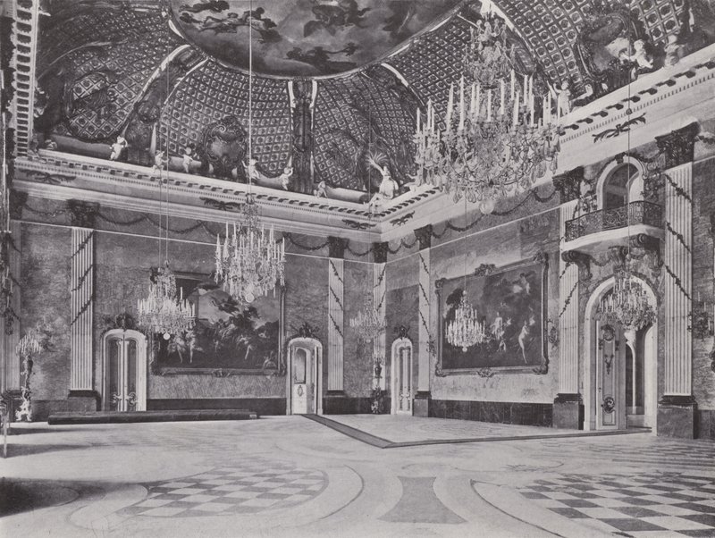 Potsdam, Neues Palais, Marble Hall (s/hvitt bilde) av Photographer German