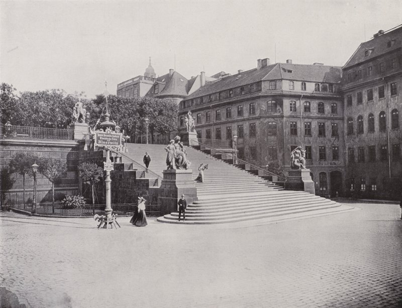 Trapp til Bruhl'sche Terrasse (s/hvitt bilde) av Photographer German
