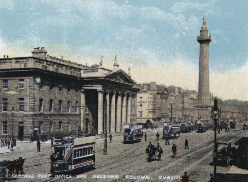 General Post Office og Nelsons Column, Dublin (fargebilde) av Photographer Irish