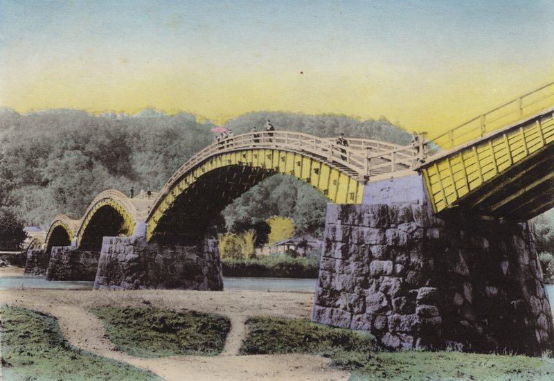 Japan, ca. 1912: Kintaikyo, tent "Bridge of Damask Girdle," notert i Japan, Suwo-provinsen (bilde) av Photographer Japanese