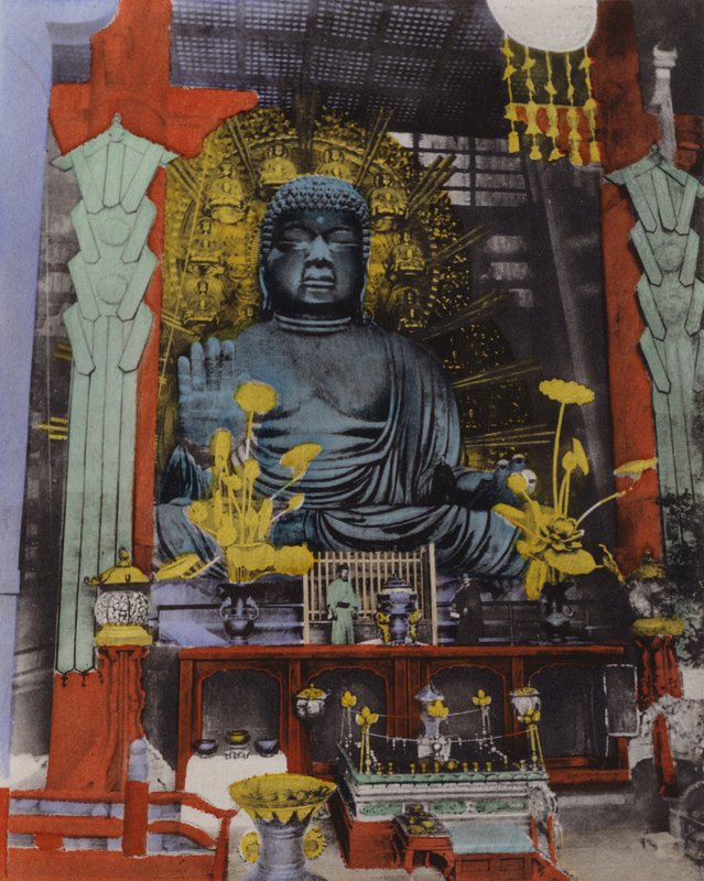 Japan, ca. 1912: Den største Daibutsuen i Japan er fra 749 og høyden er 53 1/2 fot og ansiktet er 16 fot langt ved Nara (bilde) av Photographer Japanese