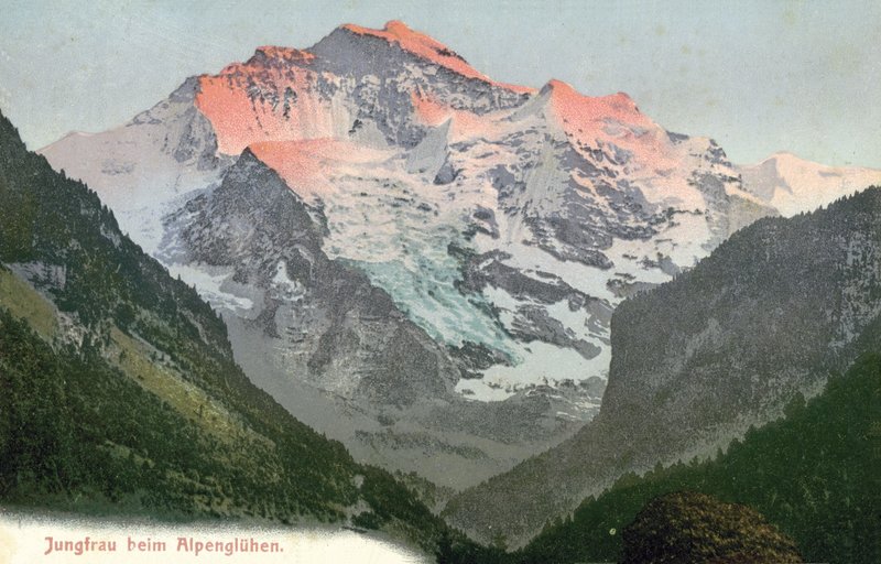 Alpenglow, Jungfrau, Sveits (fargefoto) av Photographer Swiss