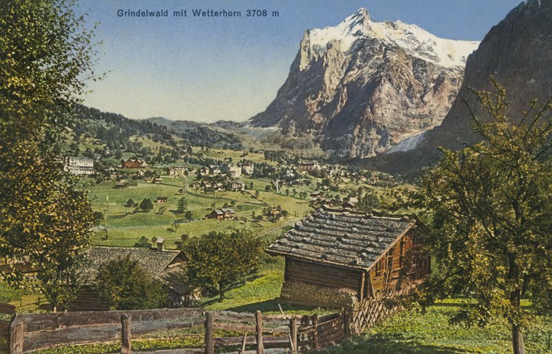 Grindelwald og Wetterhorn, Sveits (fargefoto) av Photographer Swiss