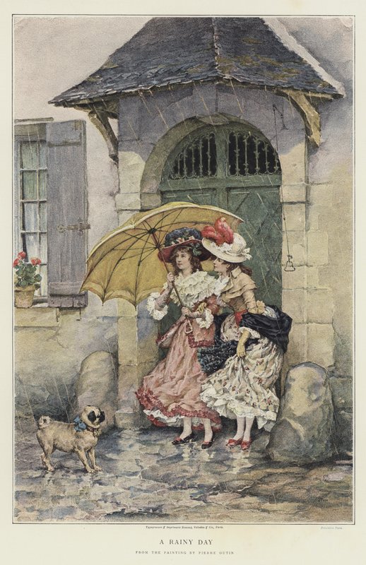 En regnværsdag (chromolitho) av Pierre Outin