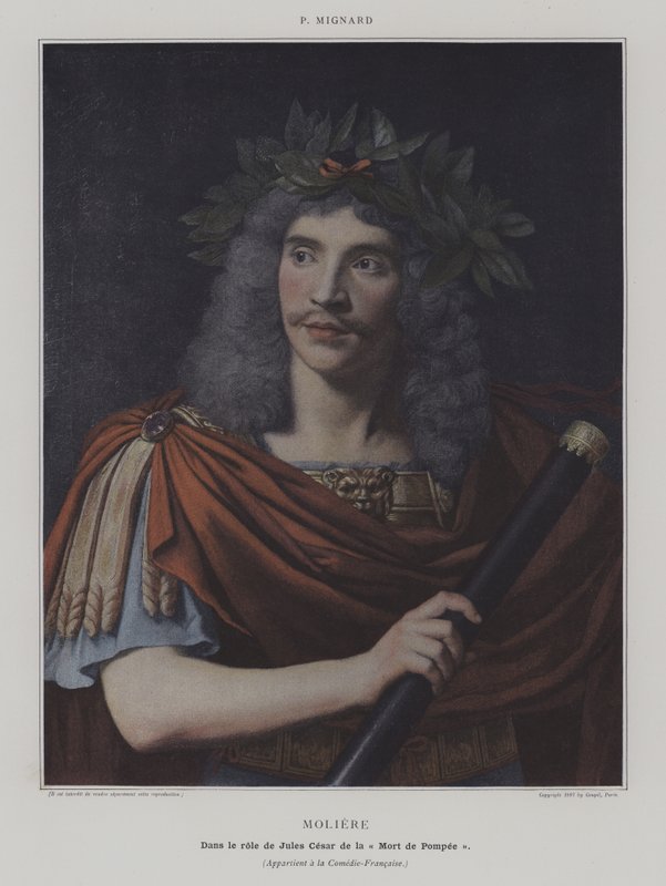 Moliere i rollen som Jules Cesar de la "Mort de Pompee" (Moliere i rollen som Julius Caesar i Pompeius død) (fargebilde) av Pierre (after) Mignard