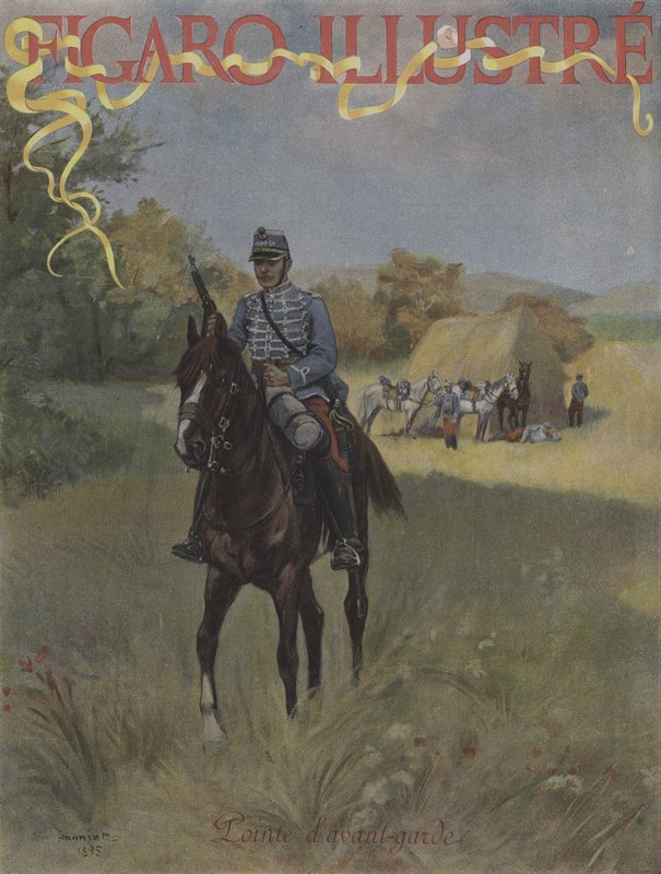 Forhåndsvakt. Omslag til Le Figaro Illustre, mars 1896 av Pierre Georges Jeanniot