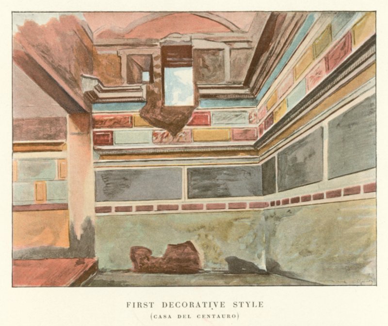 Første dekorative stil, Casa Del Centuaro (farge litho) av Pierre Gusman