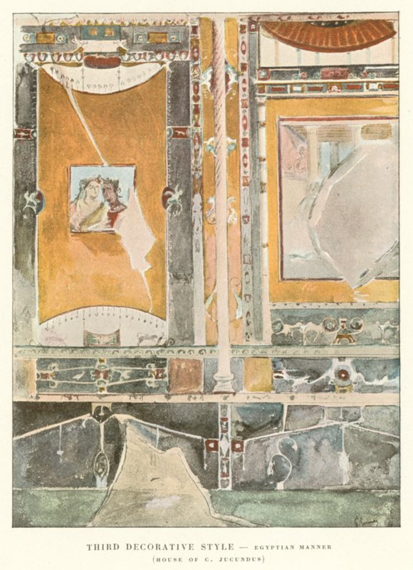 Tredje dekorativ stil, egyptisk maner, House of C Jugundus (farge litho) av Pierre Gusman