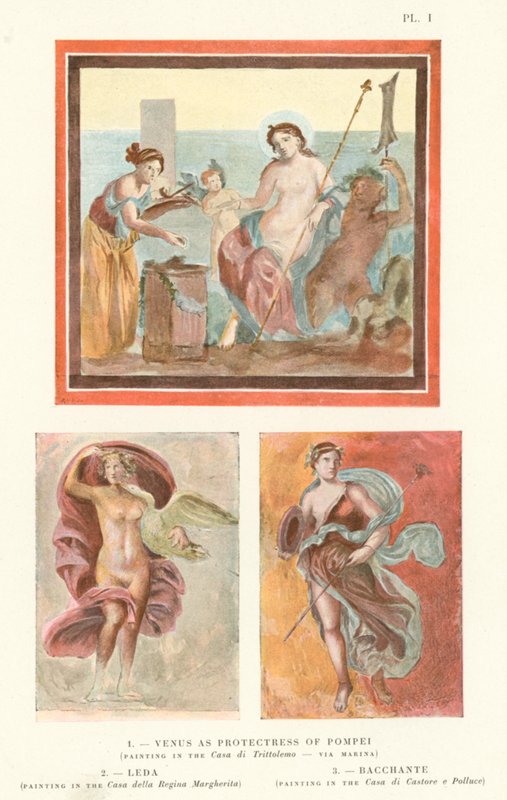 Venus som beskytter av Pompei, Leda, Bacchante (farge litho) av Pierre Gusman