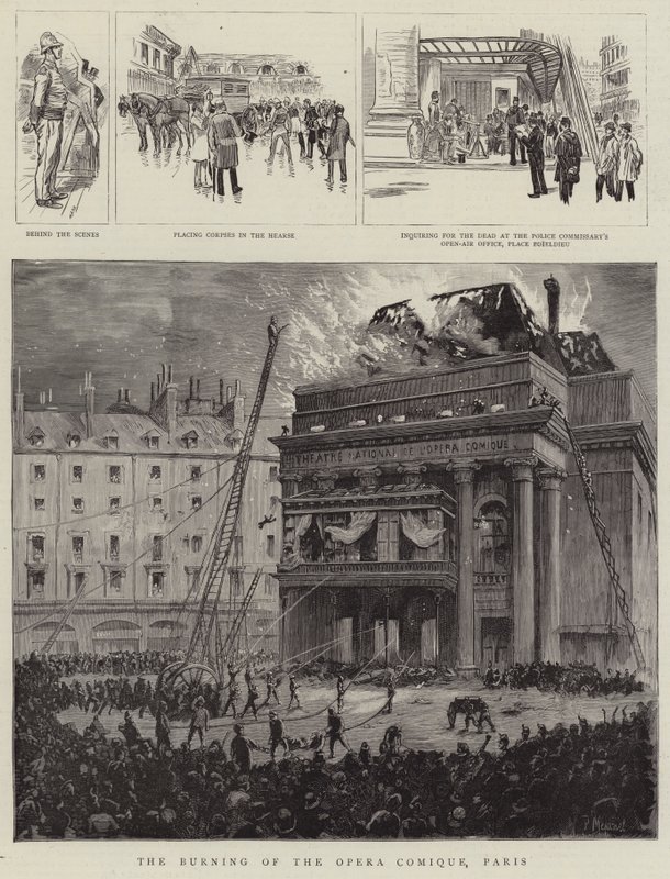 Brenningen av Opera Comique, Paris av Pierre Mejanel