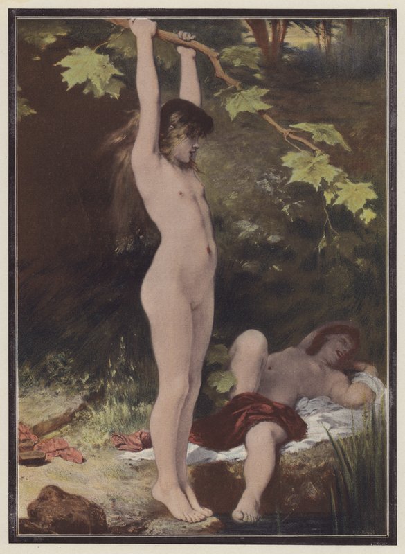 I skogen (farge litho) av Pierre Oliver Joseph Coomans