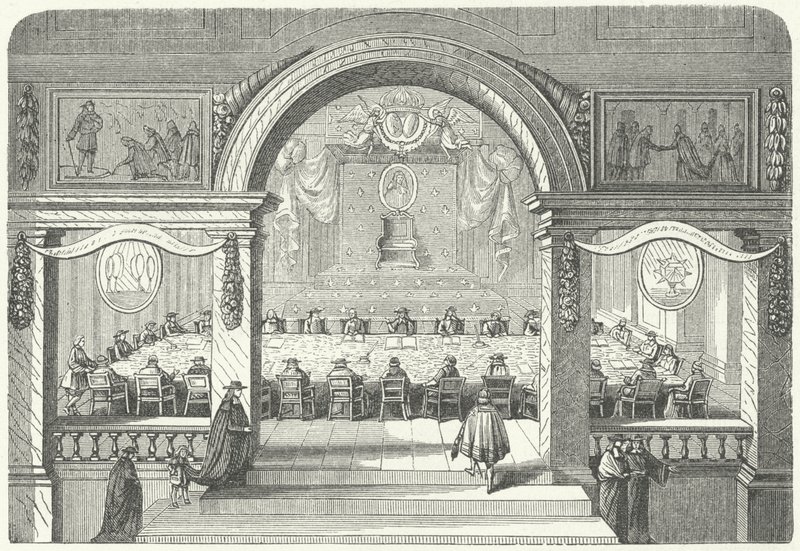 Møte for Academie Francaise des Sciences i Louvre av Pierre Paul Sevin