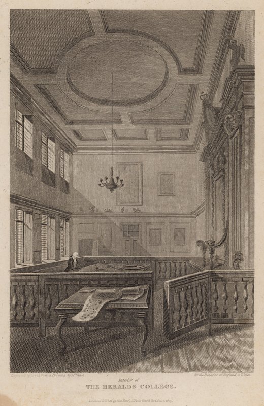 Interiør av The Heralds College av Pieter Jansz. Quast