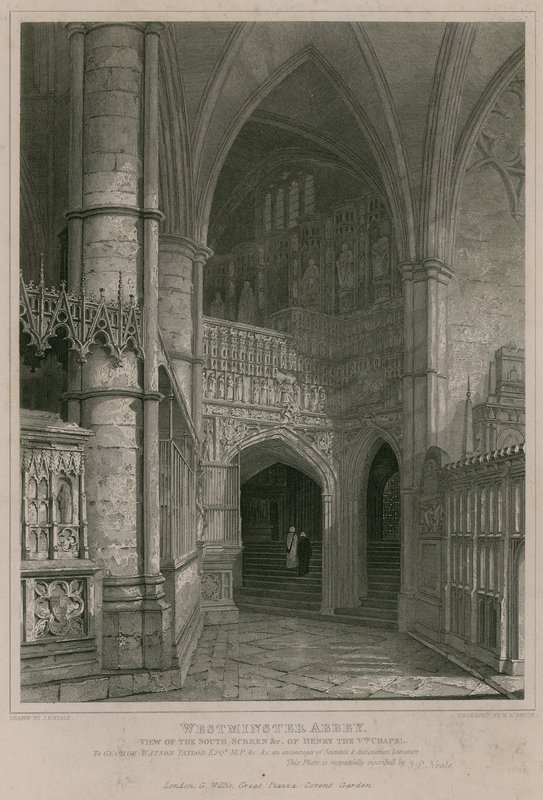 Utsikt over sørskjermen til Henry the Fifth Chapel, Westminster Abbey av Pieter Jansz. Quast