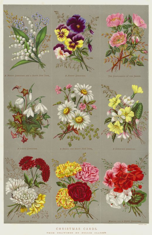 Julekort chromolitho av Polly Clarke