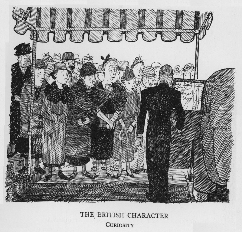 Den britiske karakteren, nysgjerrighet (litho) av Pont