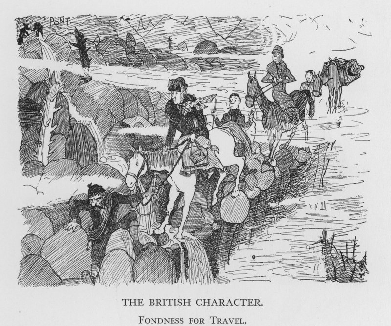 Den britiske karakteren, Fondness for Travel (litho) av Pont