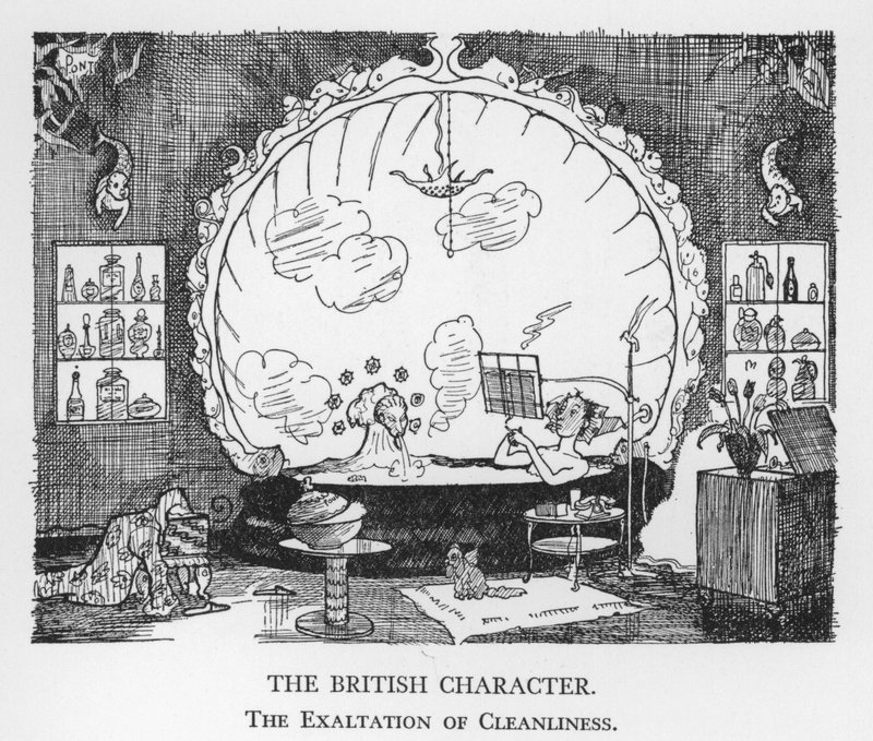 Den britiske karakteren, The Exaltation of Cleanliness (litho) av Pont