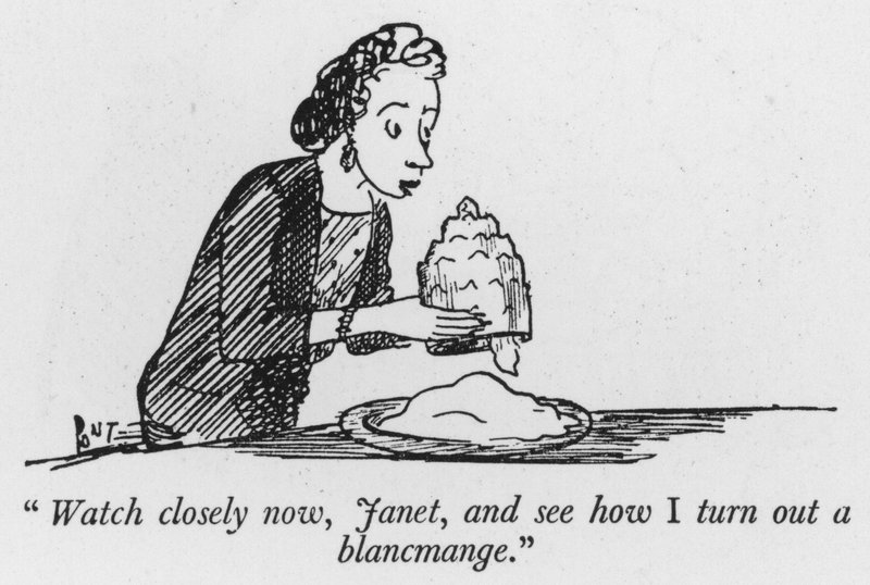 "Se nøye med nå, Janet, og se hvordan jeg blir en blancmange" (litho) av Pont