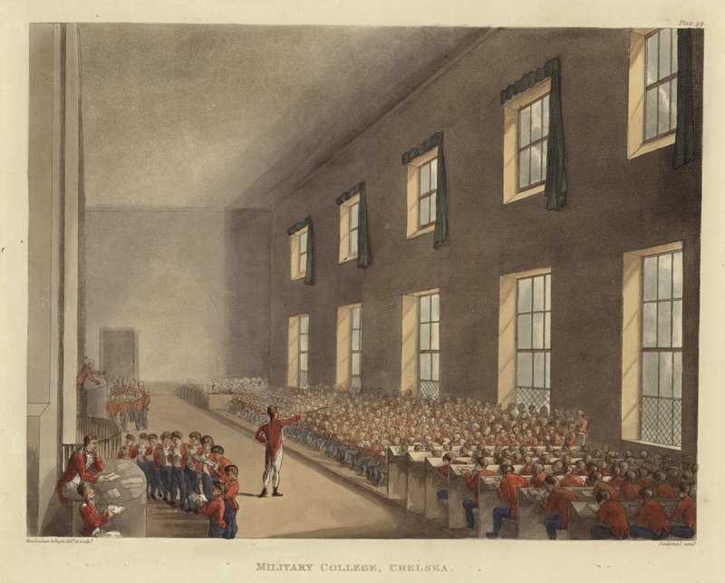 Militærhøgskolen av Pugin and Rowlandson