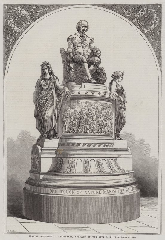Gipsmonumentet av Shakespeare, modellert av avdøde J E Thomas av R. Dudley