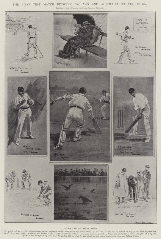 Den første testkampen mellom England og Australia på Edgbaston av Ralph Cleaver