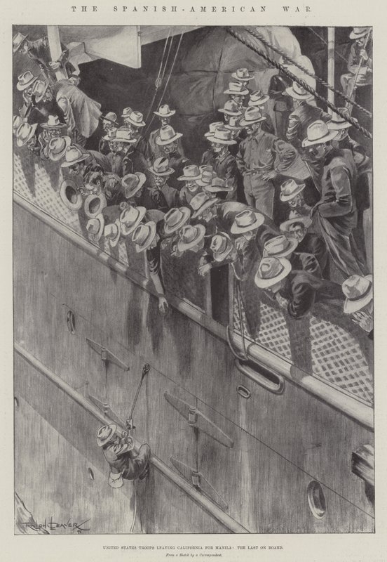 Den spansk-amerikanske krigen, USAs tropper forlater California til Manila, den siste om bord av Ralph Cleaver