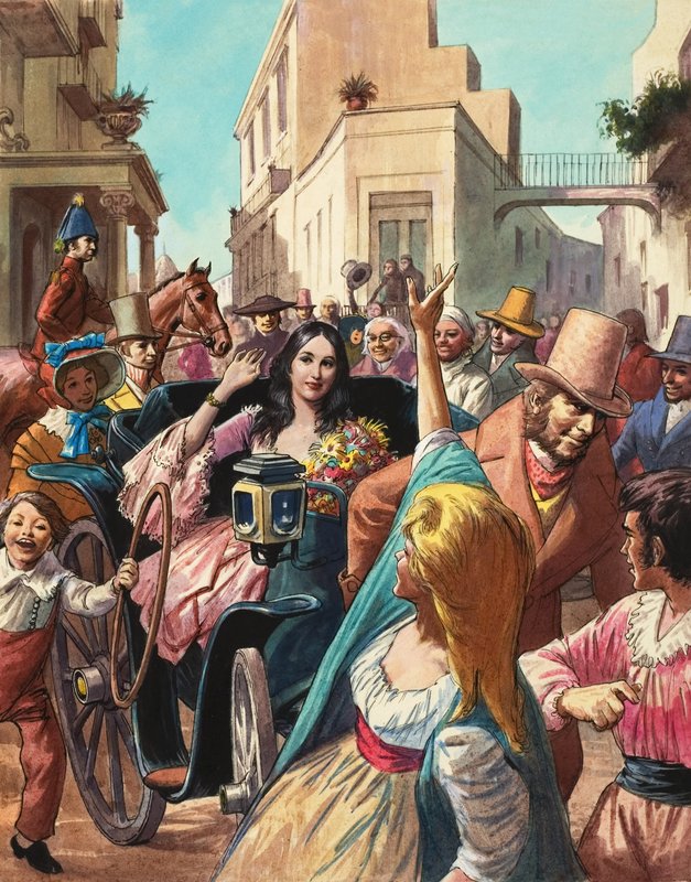 Maria Malibran (1808–36) besøker Lucca i Italia (gouache på papir) av Ralph Bruce