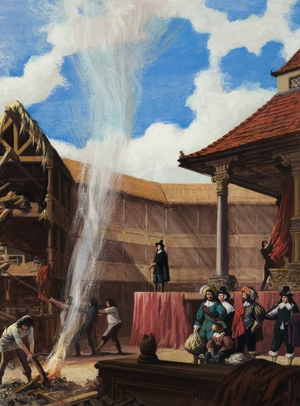 Puritanere som ødelegger et teater (gouache på papir) av Ralph Bruce