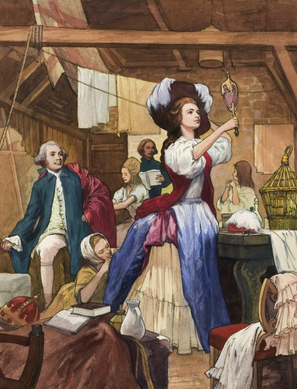 Sarah Siddons (1755–1831) i garderoben sin (gouache på papir) av Ralph Bruce