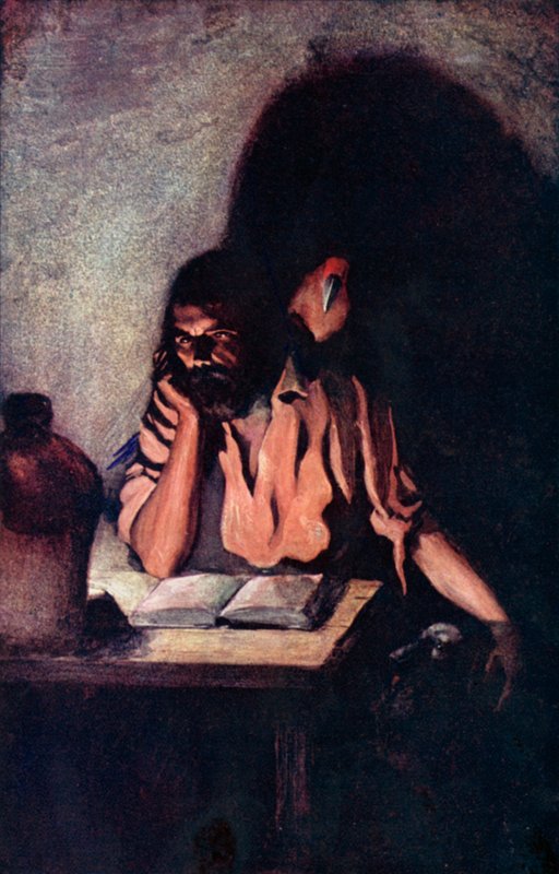 Illustrasjon for Robinson Crusoe av Daniel Defoe (farge litho) av Ralph Noel Pocock