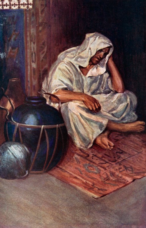 Illustrasjon for Robinson Crusoe av Daniel Defoe (farge litho) av Ralph Noel Pocock