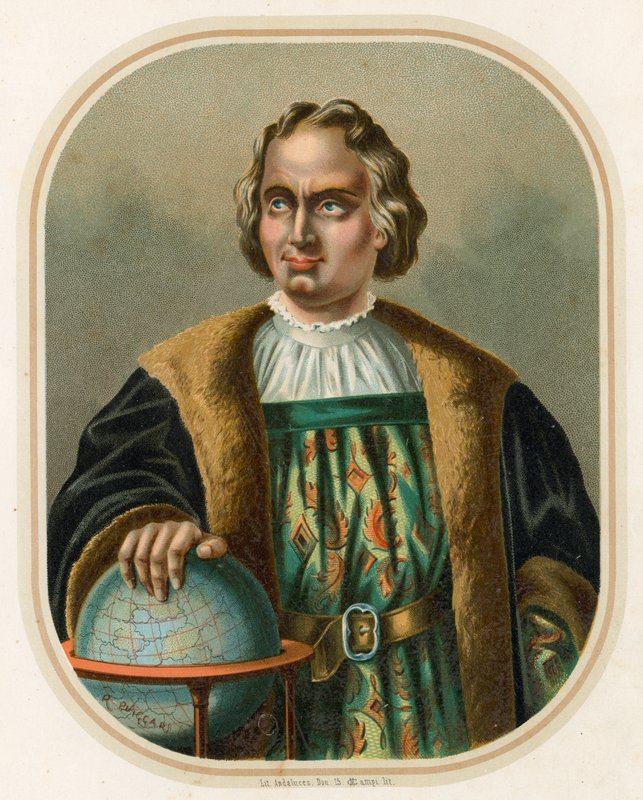 Christopher Columbus med globus av Ramon Puiggari