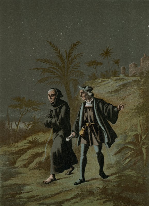 Columbus med Prior of La Rabida drar til Palos av Ramon Puiggari