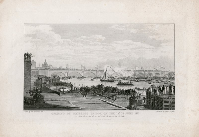 Waterloo Bridge, London, Åpning 18. juni 1817 av Ramsay Richard Reinagle