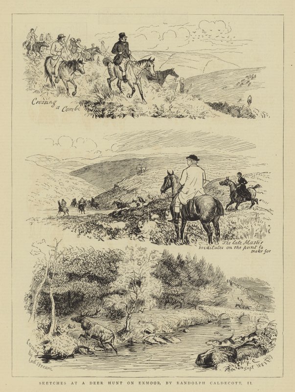 Skisser på hjortejakt på Exmoor av Randolph Caldecott