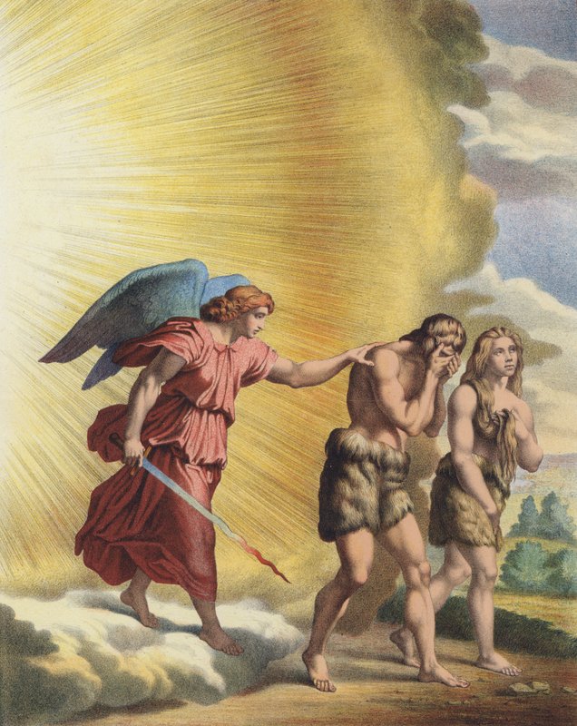 Adam og Eva ble utvist fra paradiset av Raffaello Sanzio Raphael