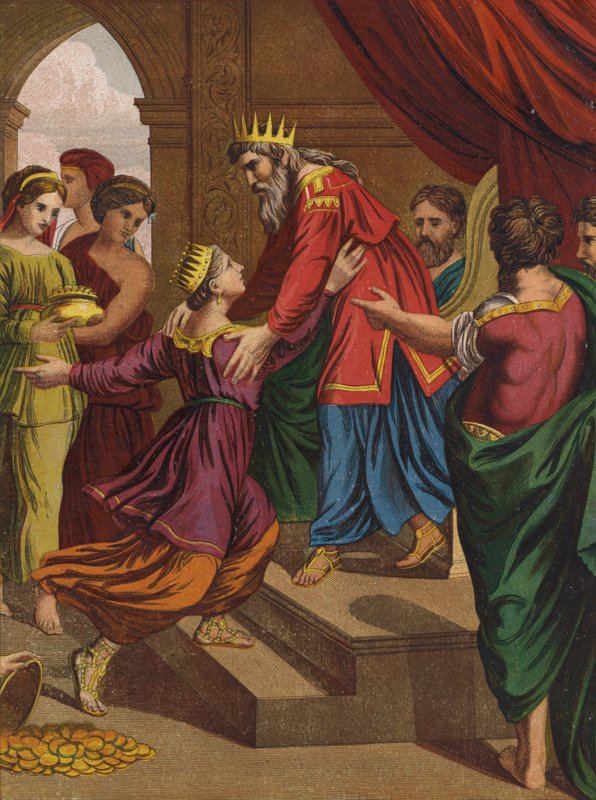 Dronningen av Sabas besøk til Salomo av after Raphael