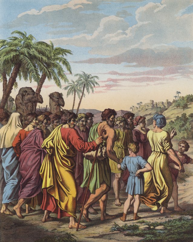 Israelittene kom tilbake fra fangenskapet i Babylon (farge litho) av after Raphael