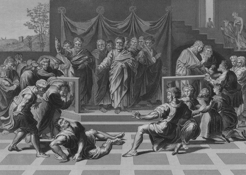 Ananias død (gravering) av after Raphael