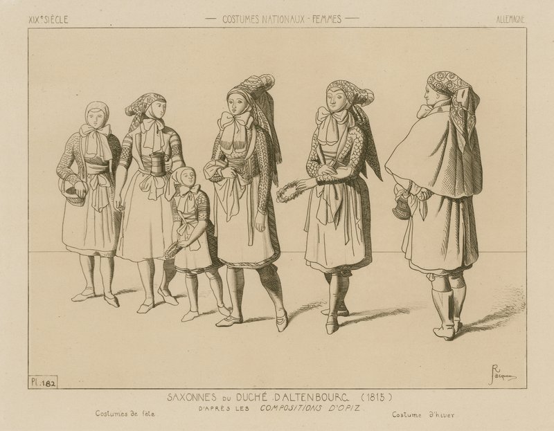 Tyske nasjonaldrakter - hertugdømmet Sachsen-Altenburg (1815) av Raphael Jacquemin