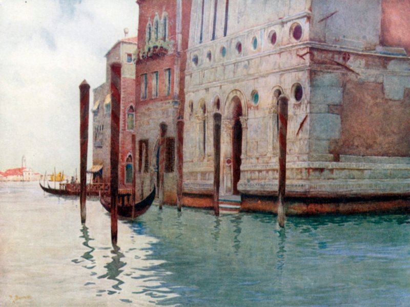 Hjørnet av Palazzo Dario (fargelitografi) av Reginald Barratt