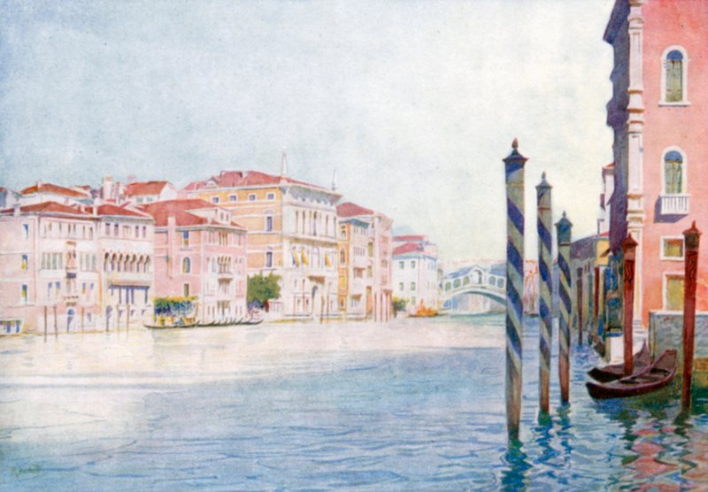 Utsikt over Canal Grande fra San Angelo (fargelitografi) av Reginald Barratt