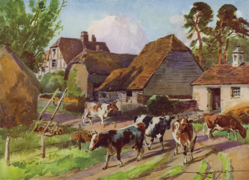 Illustrasjon for My Farm (farge litho) av Reginald Mills